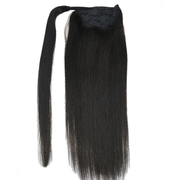Ponytail 100% Remy Human Hair One Piece Extensions Off Black (#1B) - FShine Shop